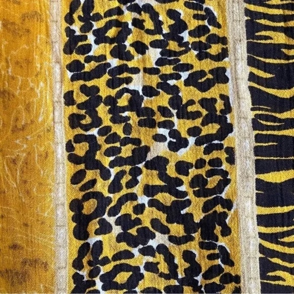 MinkPink | Yellow Orange Animal Print Crepe Gauze Sleeveless Mini Dress, Small - Picture 5 of 8